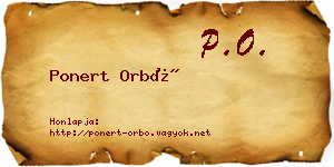 Ponert Orbó névjegykártya